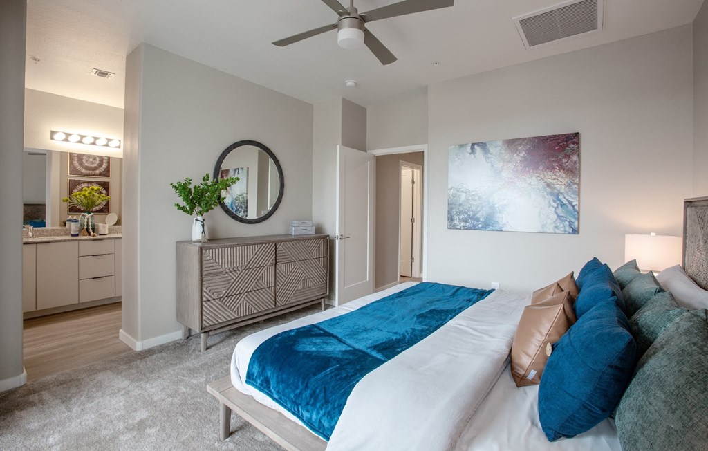 Master Bedroom of Two Bedroom at The Prescott at Park West in Peoria Arizona