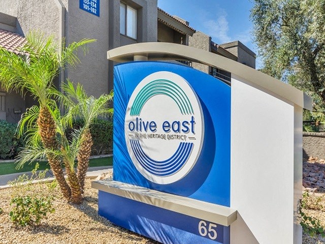 Monument Sign at Olive East Apartments
