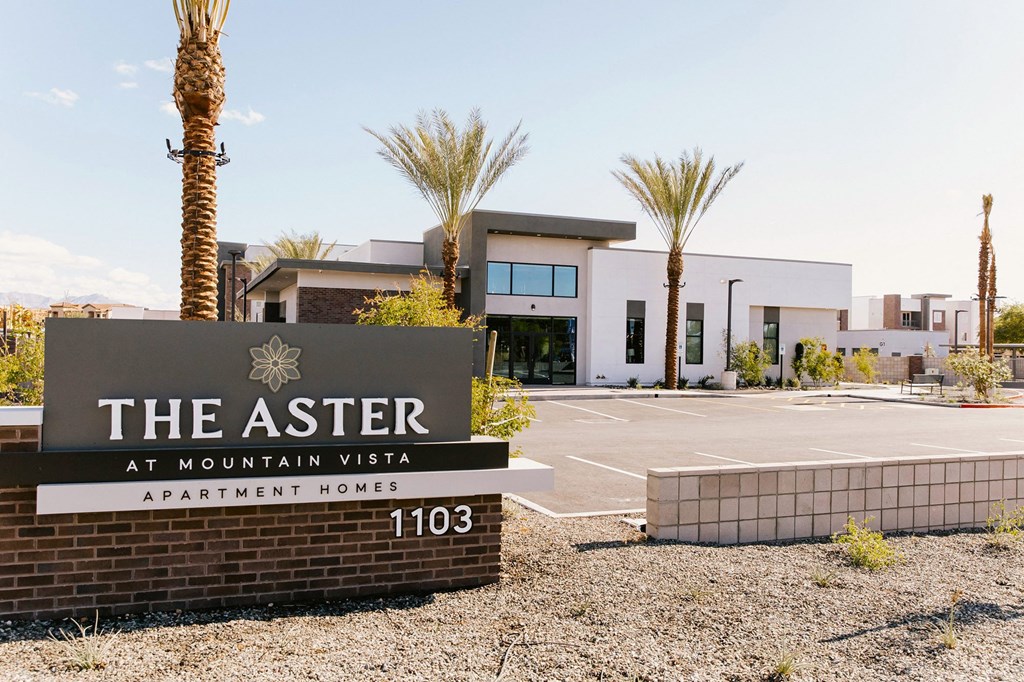 Monument Sign at The Aster at Mountain Vista Apartments