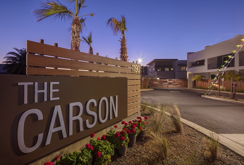 Monument Sign at The Carson Townhomes in Downtown GIlbert Arizon