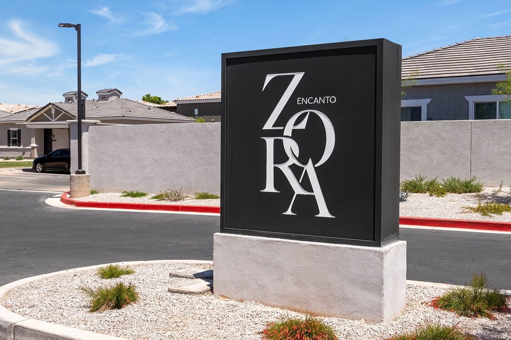 Monument Sign at Zora Encanto Apartments in Phoenix Arizona