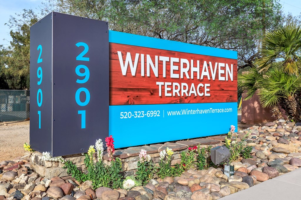 Monument sign at Winterhaven Terrace Apartments in Tucson Arizona
