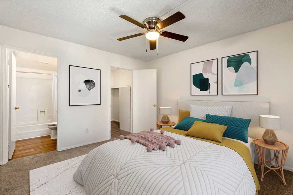 One Bedroom Floorplan Bedroom at Shorebird Apartments in Mesa Arizona
