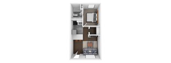 One Bedroom Floorplan at Polanco Apartments in Scottsdale Arizona