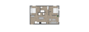 2 x 1 Bedroom 2nd Ave Commons Floor Plan