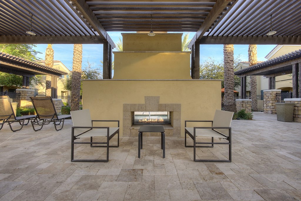 Outdoor Fireplace 2 at Bella Victoria Apartments in Mesa Arizona January 2021
