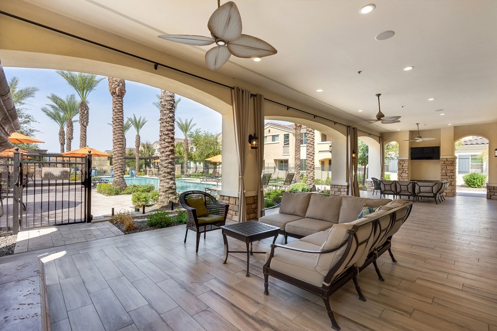 Outdoor Lounge Area at Bella Victoria Apartments in Mesa Arizona January 2021