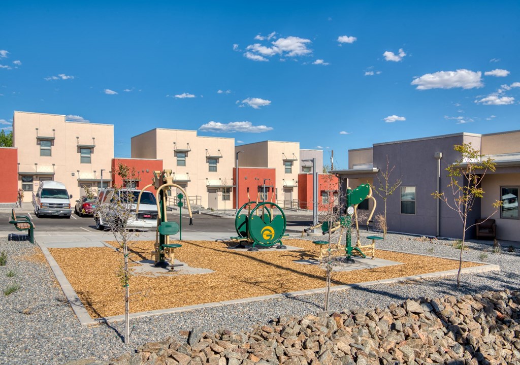 Outdoor fitness center at Generations at West Mesa Apartments in Albuquerque NM 4-2020