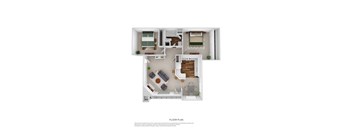 Park Place Apartments B2 2x1 820sqft Floorplan