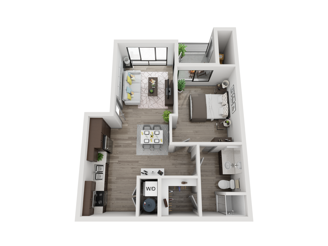 One bedroom floor plan image at Pinon Lofts Apartments in Sedona AZ