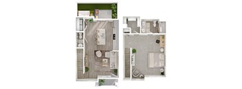 a floor plan of a house with a bedroom and a living room