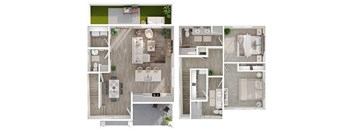 a floor plan of a house with a bedroom and a living room
