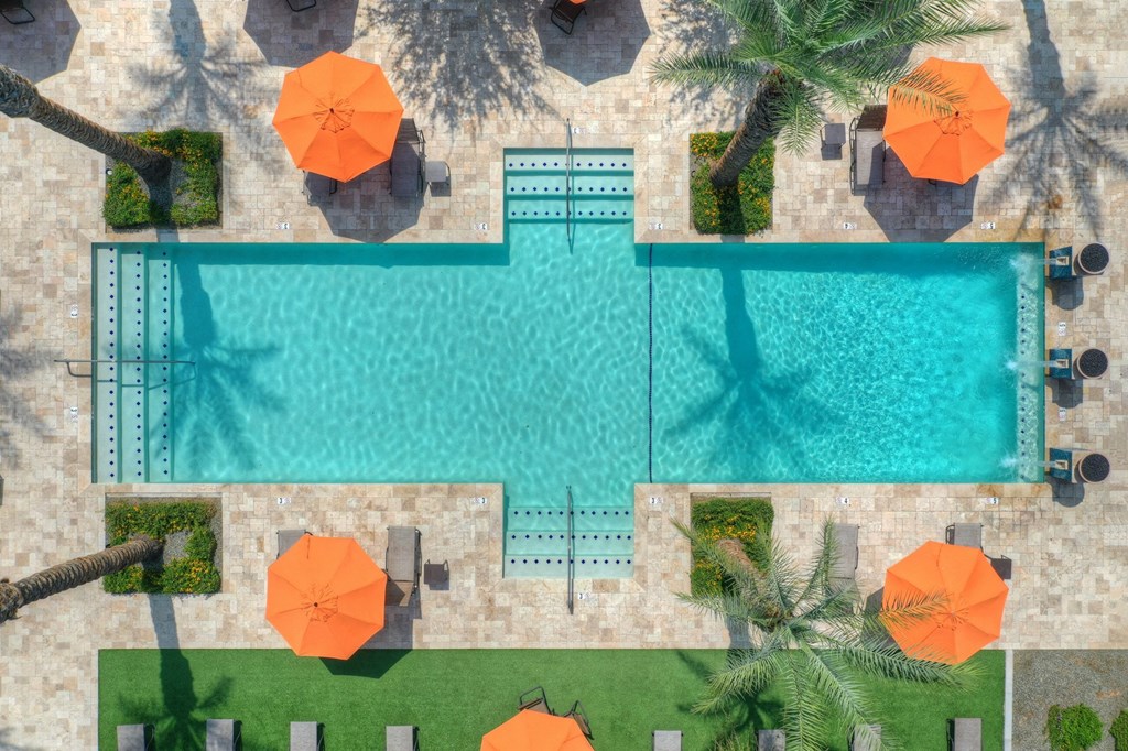 Pool Aerial at Bella Victoria Apartments in Mesa Arizona January 2021