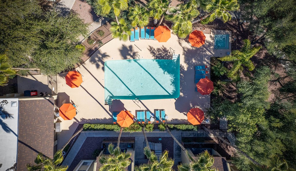 Pool Aerial at River Oaks Apartments in Tucson