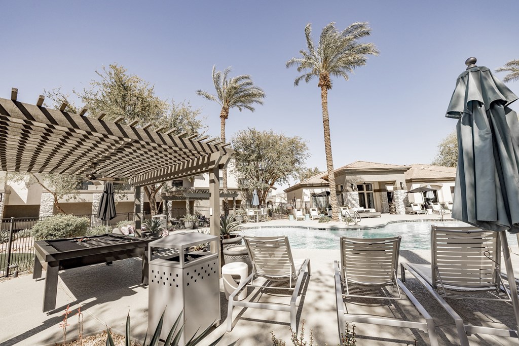 Pool Exterior and Lounge Area at Haven Townhomes at P83 in Peoria Arizona