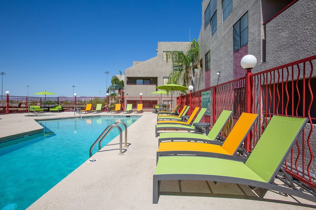 Pool Lounge Seating at Nine90 Apartments in Tucson Arizona