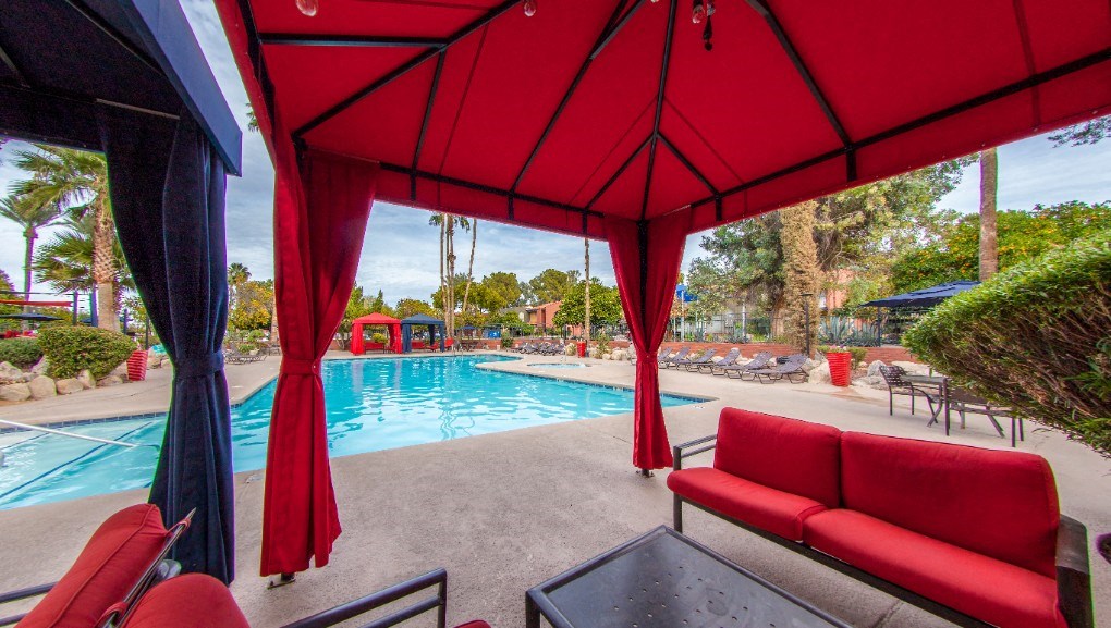 Pool, Pool Patio & Cabana at Mission Palms Apartments in Tucson, AZ