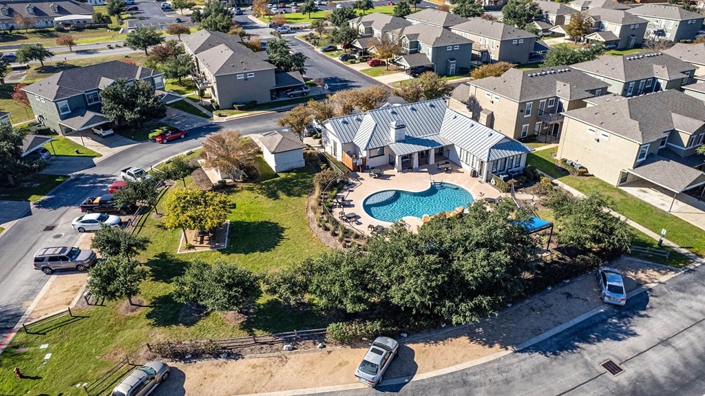 Pool aerial at Links at Forest Creek in Round Rock Texas near Austin