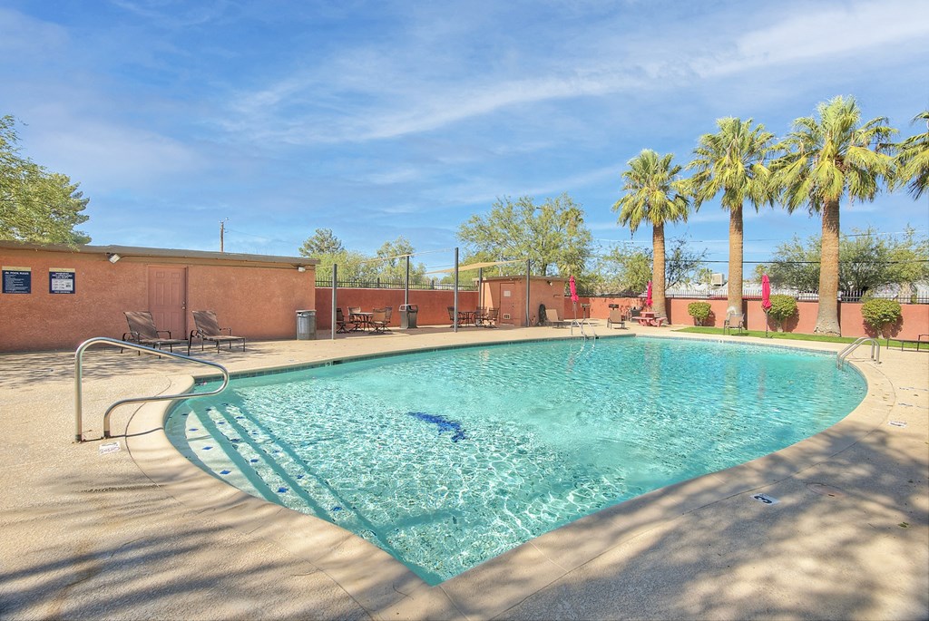 Pool an dpool patio at San Simeon Apartments in Tucson AZ November 2020