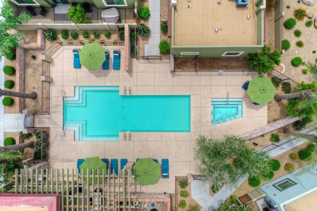 Pool & Pool Patio Arial View at Palm Valley Villas in Goodyear, AZ