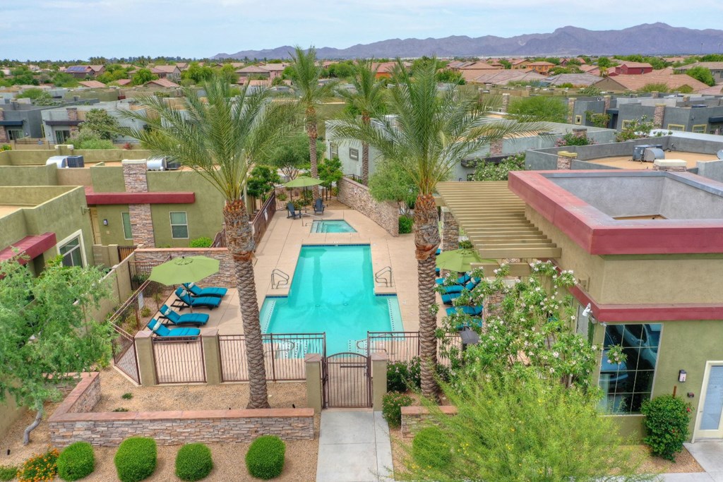 Pool & Pool Patio Arial View at Palm Valley Villas in Goodyear, AZ