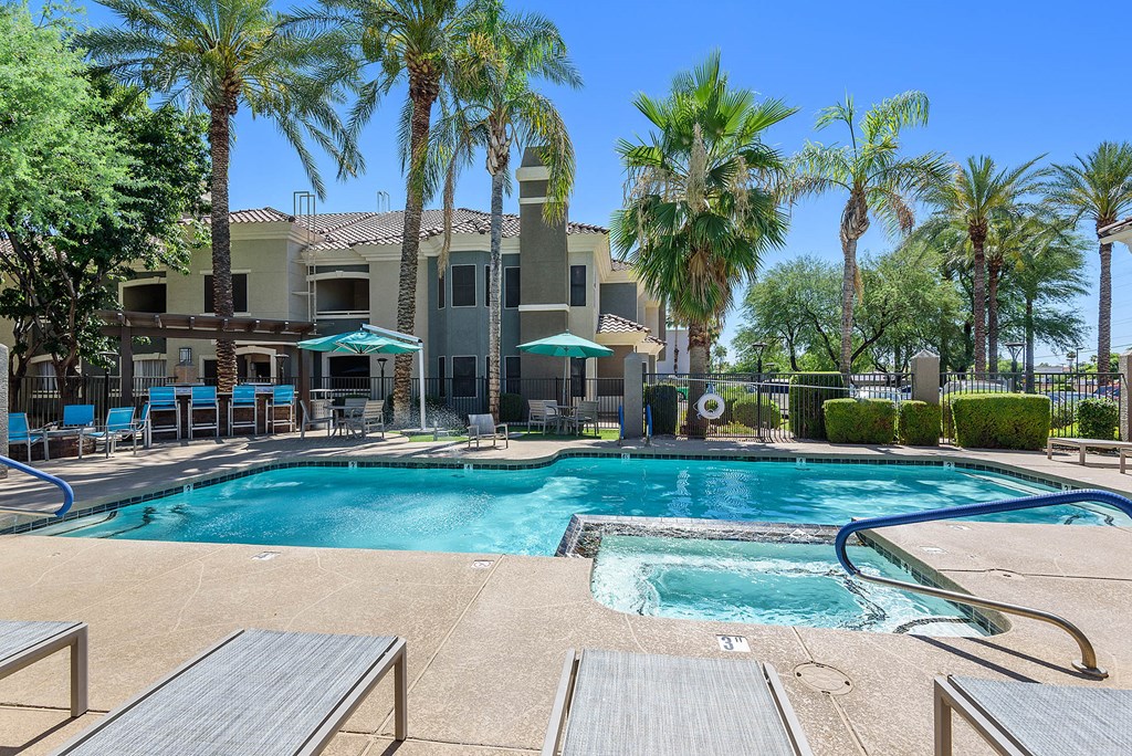 Pool and spa at Cambria Apartments in Gilbert Arizona