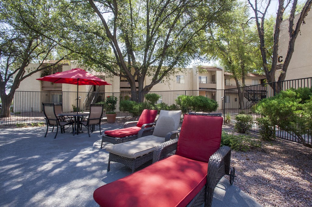 Pool patio at Saguaro Villas Apartments in Tucson AZ September 2020