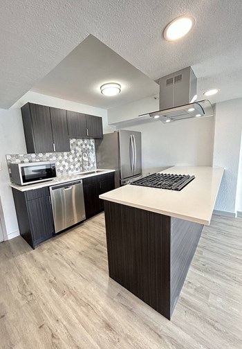 Renovated kitchen with breakfast bar at Redondo Tower Apartments in Tucson Arizona - Photo Gallery 3