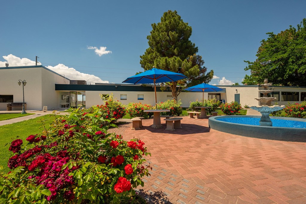 Rose Garden Fountain at Blue Agave Villas in Rio Rancho New Mexico