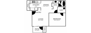 Saguaro Villas 1 bedroom 1 bathroom apartments for rent floor plan Tucson, AZ
