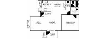 Saguaro Villas 1 bedroom 1 bathroom apartments for rent floor plan Tucson, AZ