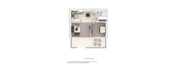 A floor plan of a room with furniture and appliances.