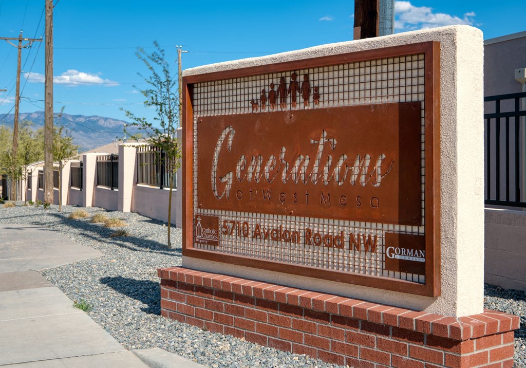 Signage at Generations at West Mesa Apartments in Albuquerque NM 4-2020
