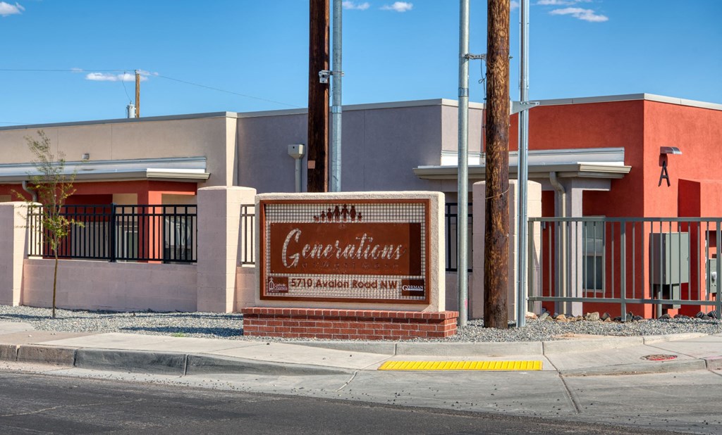 Signage at Generations at West Mesa Apartments in Albuquerque NM 4-2020