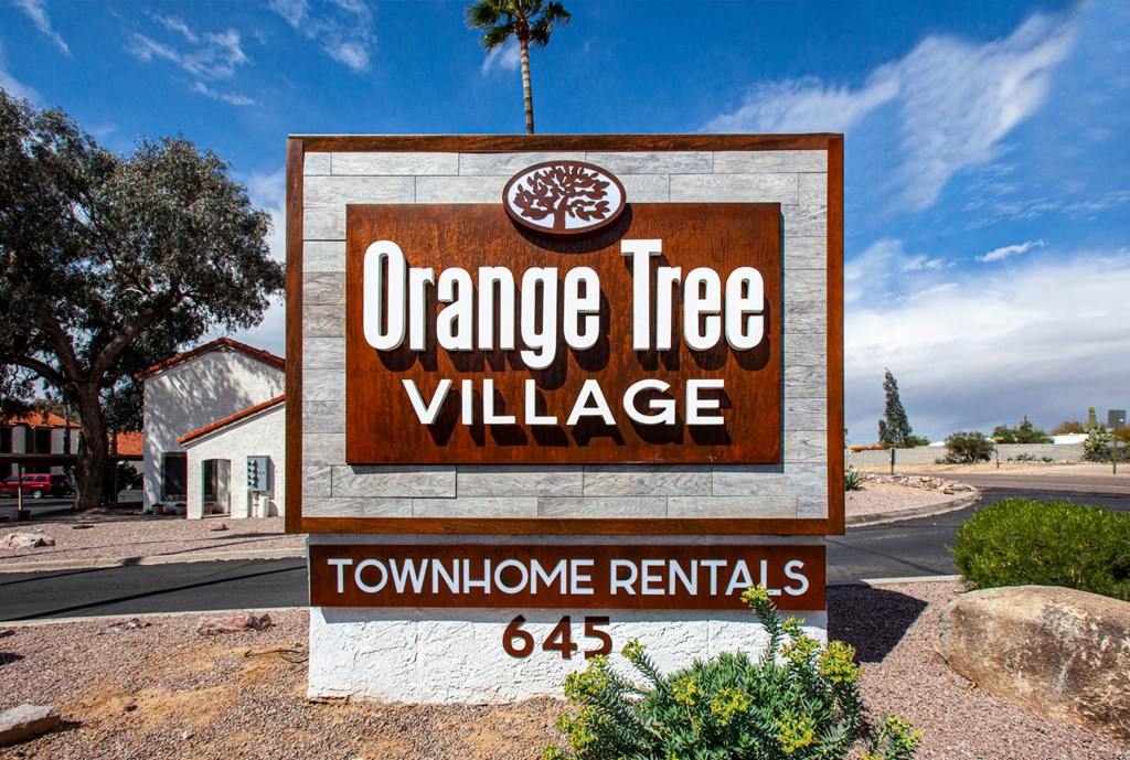Signage at Orange Tree Village Apartments in Tucson AZ
