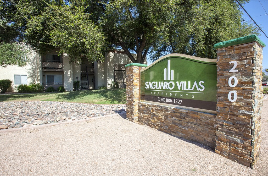 Signage at Saguaro Villas Apartments in Tucson AZ September 2020