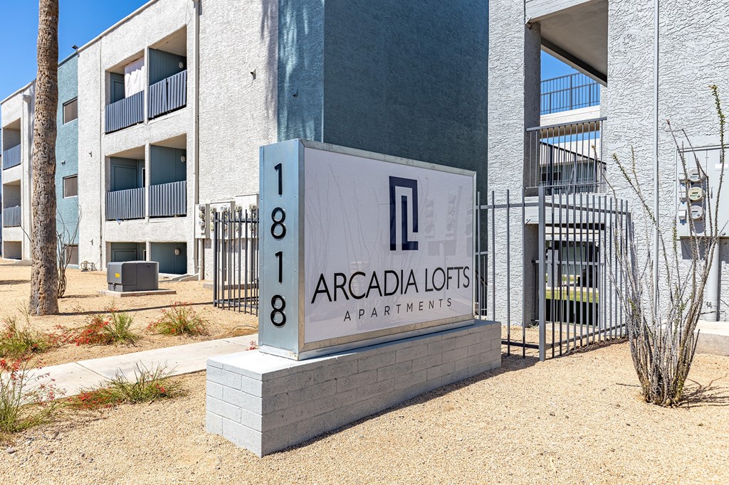 Signage closeup at Arcadia Lofts in Phoenix AZ Nov 2020
