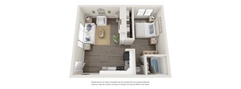One Bedroom One Bathroom Floorplan at Sky Island Apartments