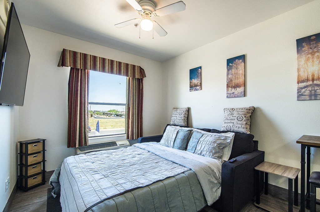 Sleeper sofas in living Room at The Vistas Apartments