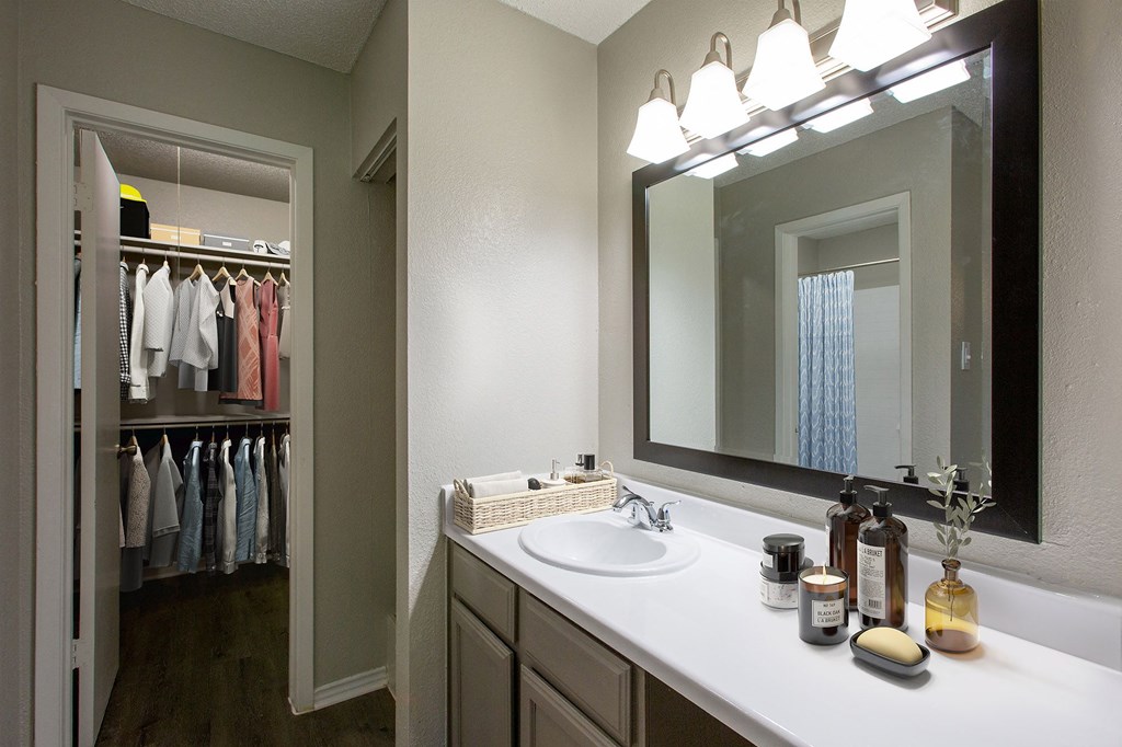 Spacious Bathroom with Closet at The Villas at Quail Creek Apartment Homes in Austin Texas