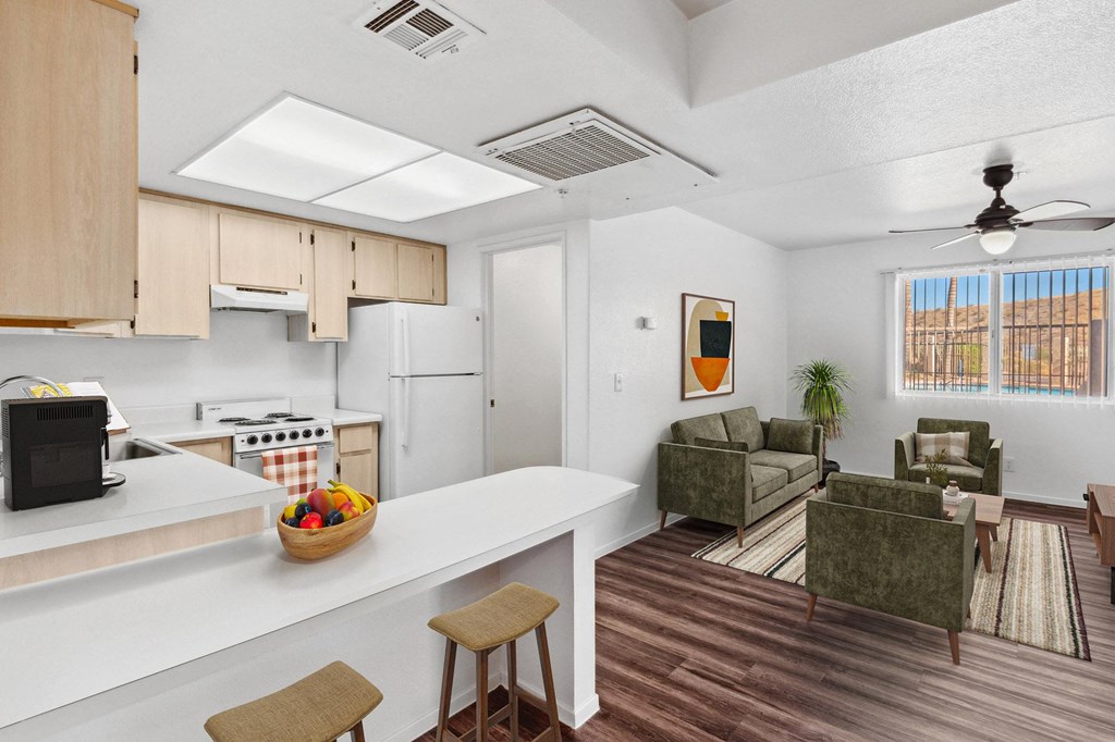 Studio Kitchen and living Room at Stone Ridge Apartments in Bullhead City