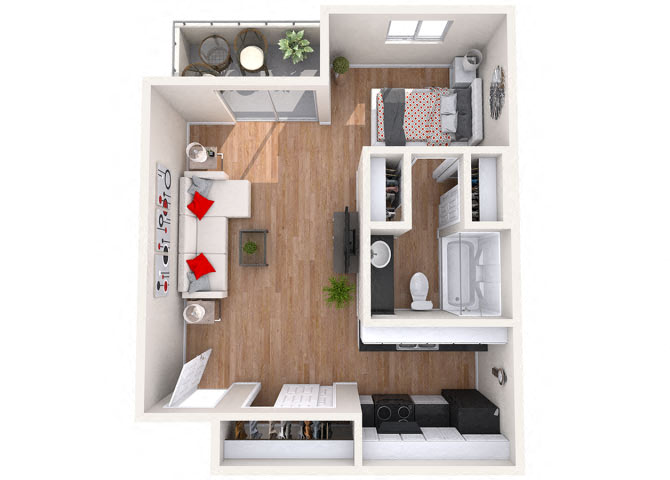 Studio floor plan at Villa Toscana Apartments in Phoenix AZ