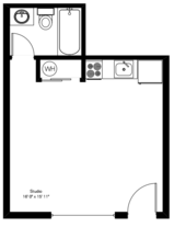 Studio floor plan image at University Manor Apartments in Tucson AZ