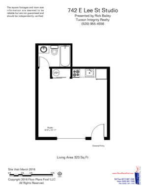 Studio floor plan image at University Manor Apartments in Tucson AZ