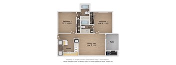 2 Bed 2 Bath 787 square feet floorplan at The Mirage at Kernan Apartments