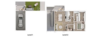 A diagram shows a two-story house with labeled levels.