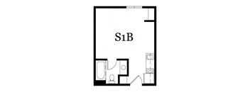 a floor plan of a small apartment with a bedroom and a living room