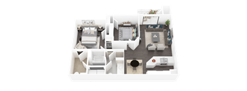 a floor plan of a house with a bedroom and a living room