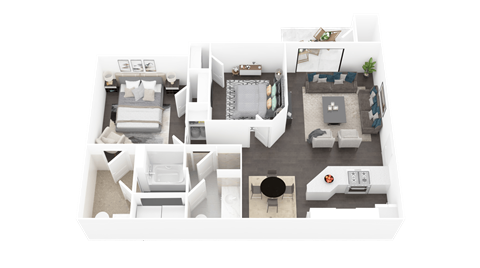 a floor plan of a house with a bedroom and a living room