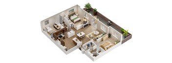 3 Bedroom Floor Plan at Avilla Preserve Apartments in Tucson Arizona